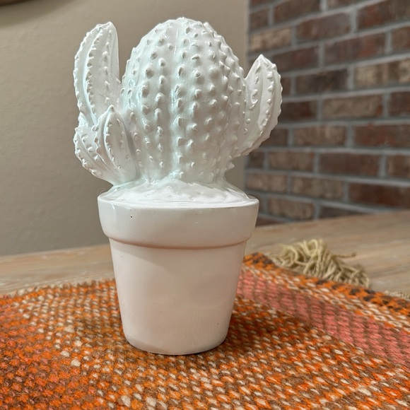 White Ceramic Cactus in Pot - Picture 4 of 7